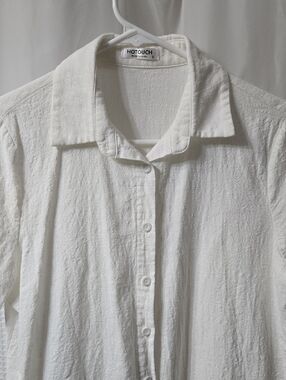 Hotouch Women's White Textured Button-Up Shirt